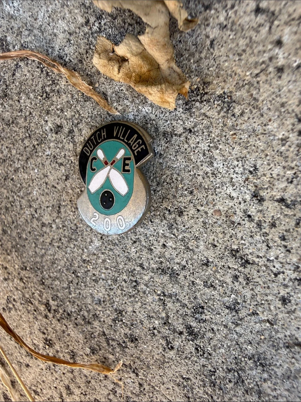 Dutch Village Bowling 200 Enamel Pin - Teal and Black